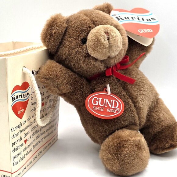 Gund Karitas Tender Teddy Brown Plush Teddy Bear 1989 Tags Gift Bag Vintage NOS - Picture 10 of 15
